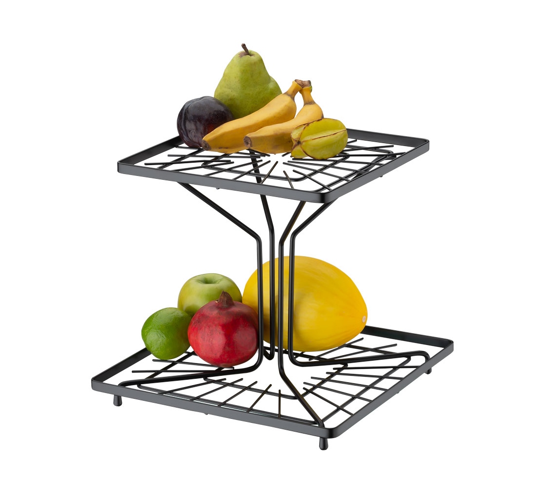 Fruteira Dupla Quadrada - Preto Fosco