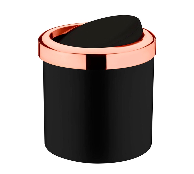Lixeira Basculante 5 Litros - Preto/Rosé Gold