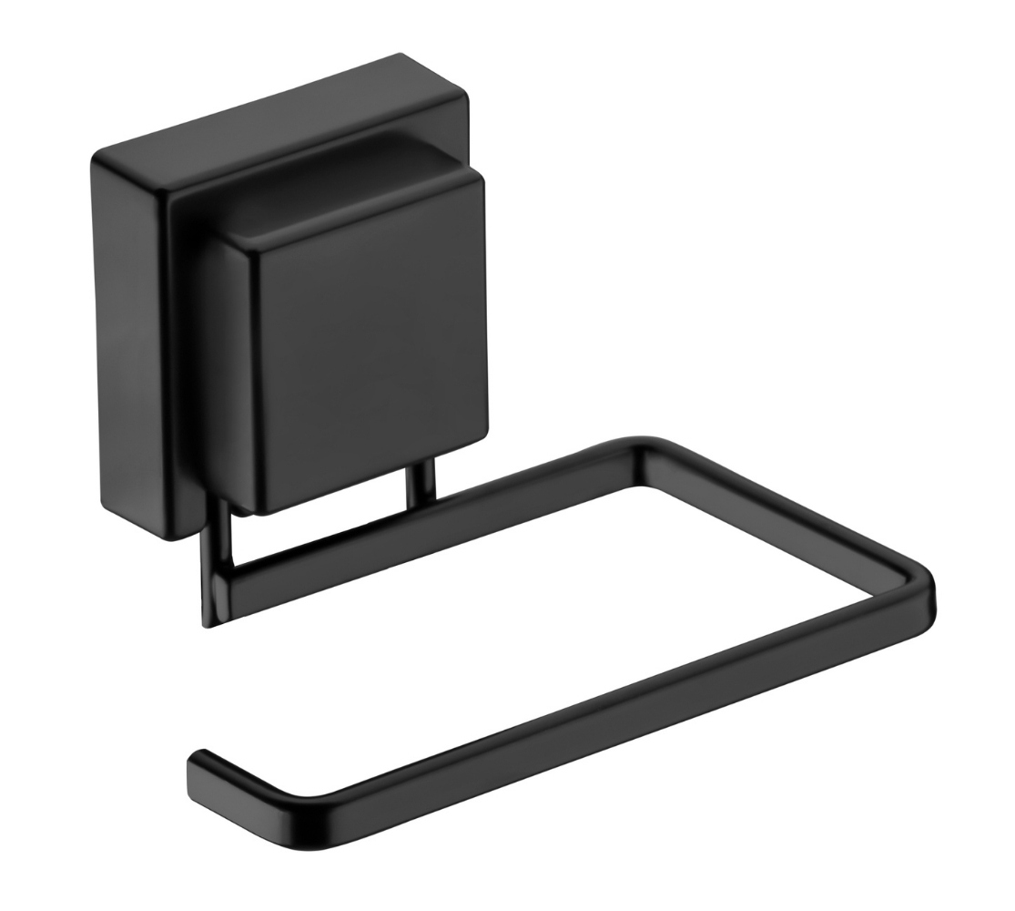 Suporte para Papel Higiênico com Adesivo - Preto Fosco