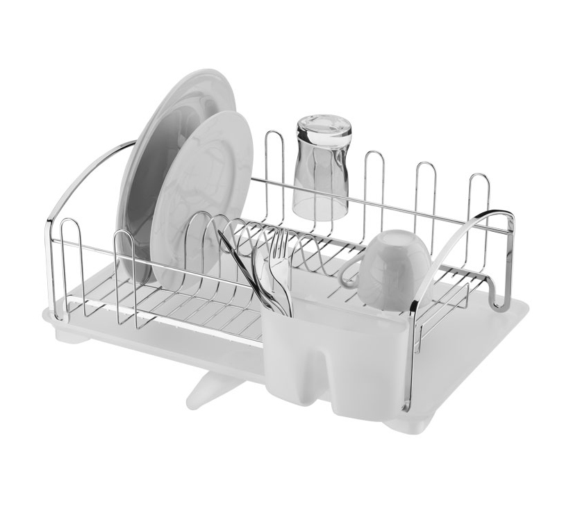 Escorredor de Louças com Bandeja - Cromado/Natural