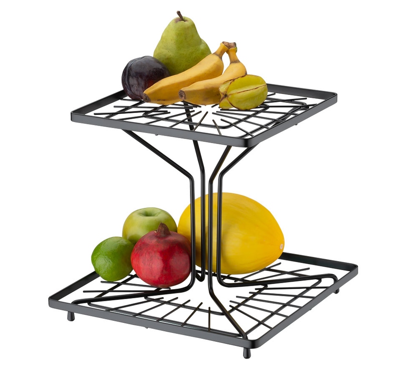 Fruteira Dupla Quadrada - Preto Fosco